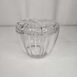 Vintage Art Deco Clear Glass Apothecary Candy Vanity Trinket Jar Lidded Canister